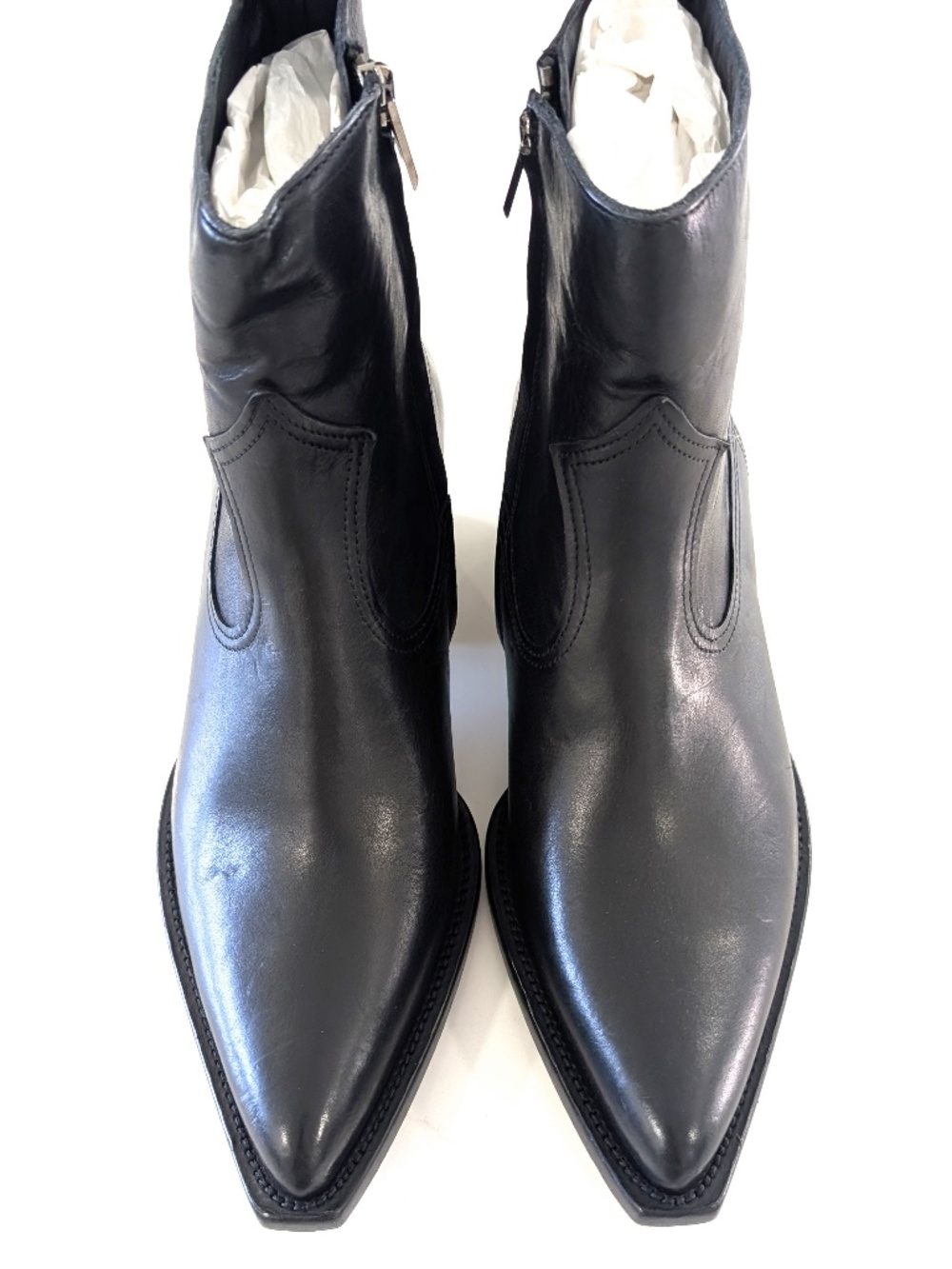 GOLDEN GOOSE Debbie Black Leather Western Ankle Boots Size 40 NWB Made In Italy